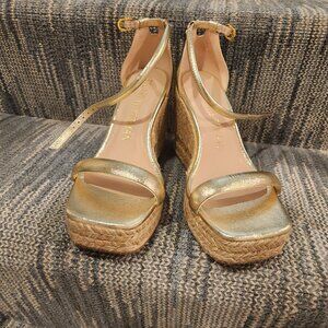 Stuart Weitzman Gold Wedge Sandals